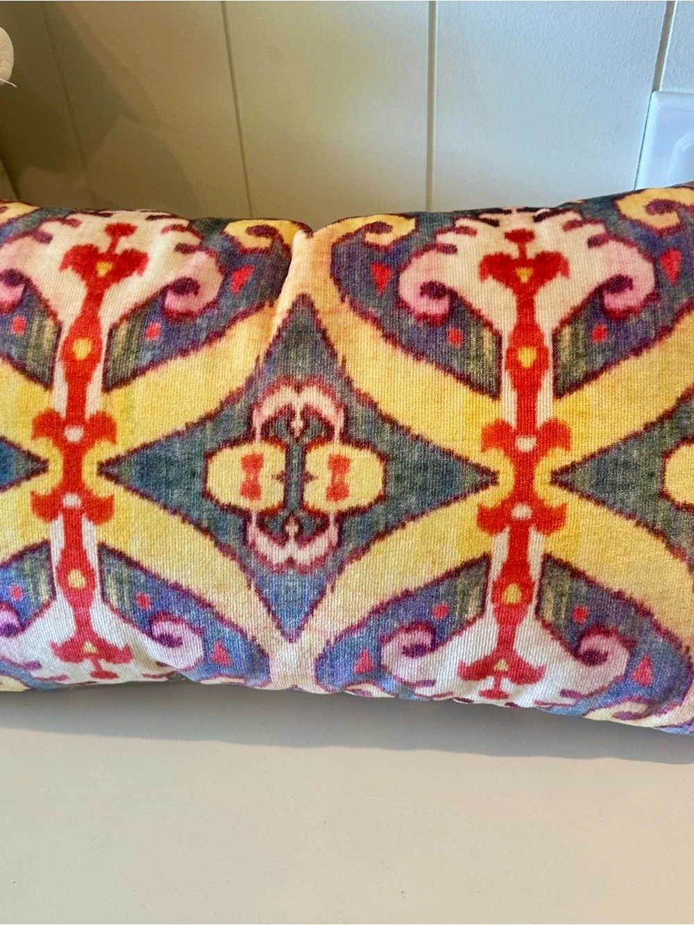 Anthropologie Ikat Lumbar Pillow - Yellow, Red, Blue, Pink